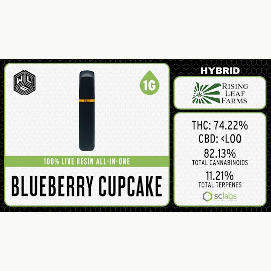White Label Extracts - WLE | Blueberry Cupcake | All-In-One Live Resin Cartridge (1g) Hybrid - 1