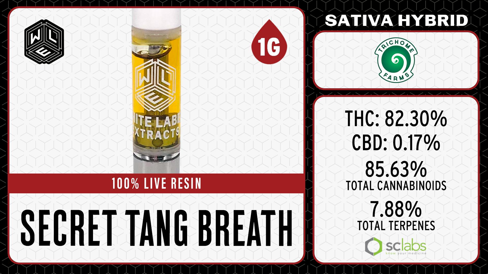 White Label Extracts - WLE | Secret Tang Breath | Live Resin Cartridge (1g) Sativa Hybrid - 1