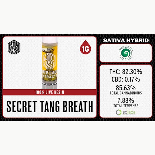 White Label Extracts - WLE | Secret Tang Breath | Live Resin Cartridge (1g) Sativa Hybrid - 1