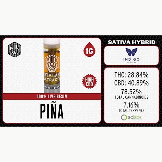 White Label Extracts - WLE | Piña | Live Resin Cartridge (1g) Sativa Hybrid - 1