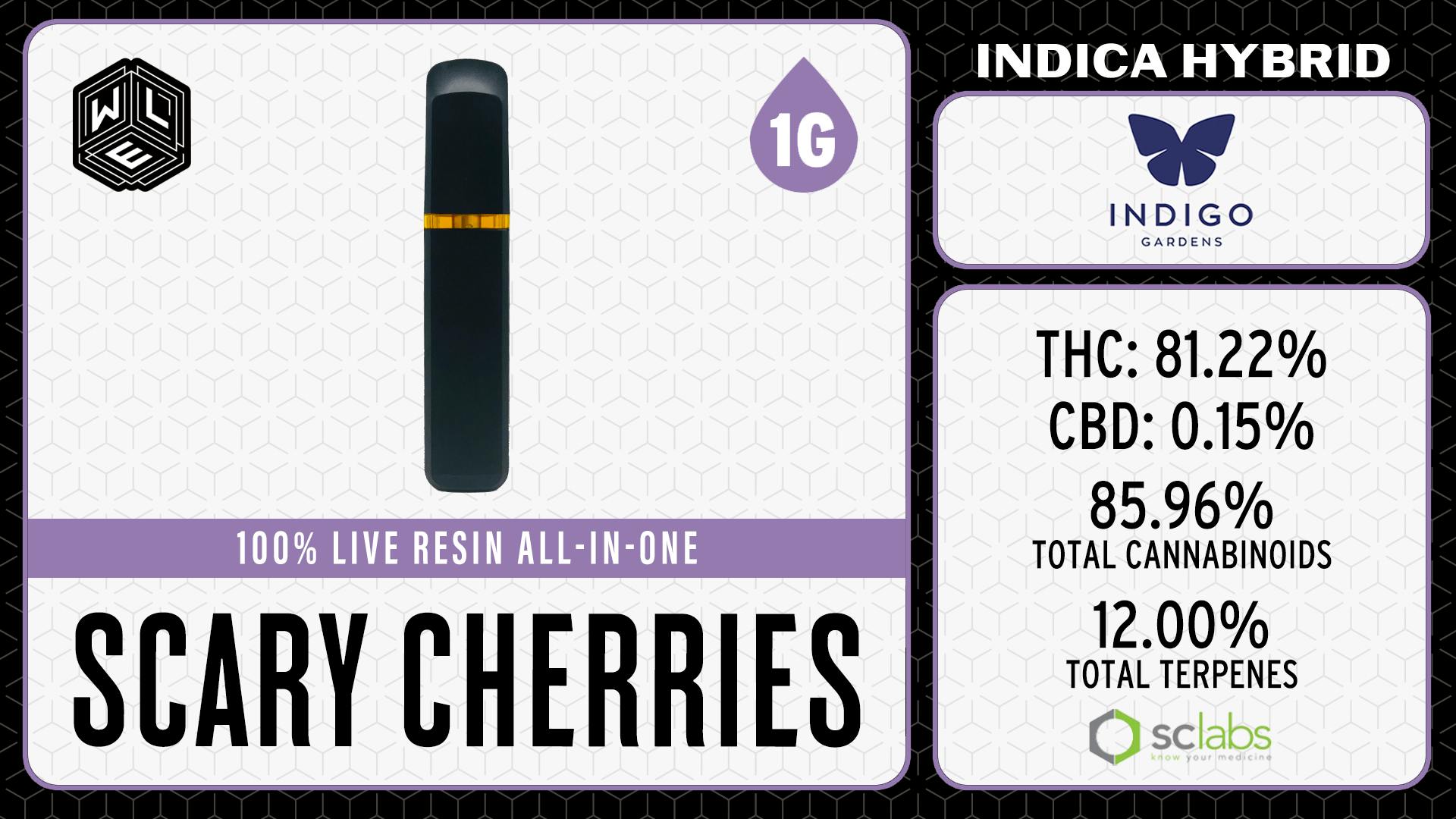 White Label Extracts - WLE | Scary Cherries | All-In-One Live Resin Cartridge (1g) Indica Hybrid - 1