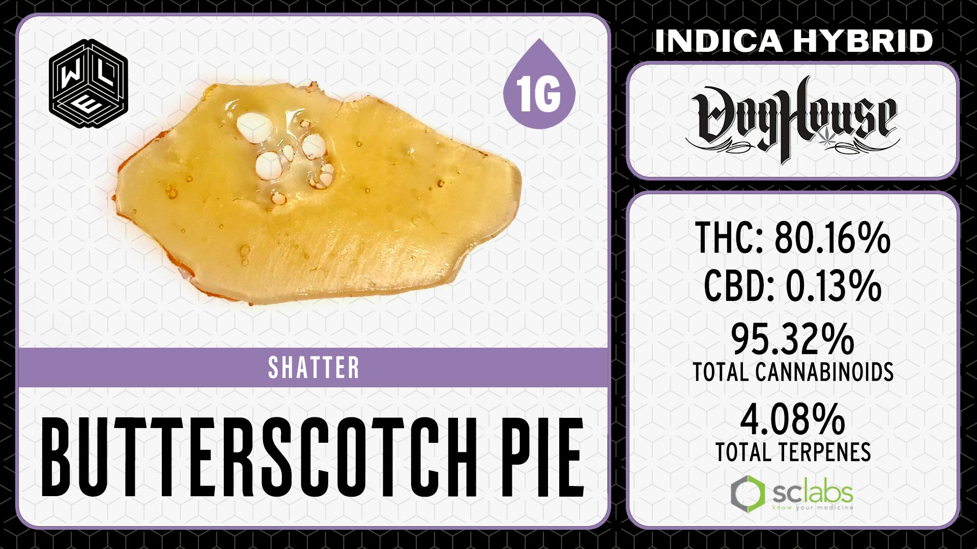 White Label Extracts - WLE | Butterscotch Pie | Shatter (1g) Indica Hybrid - 1
