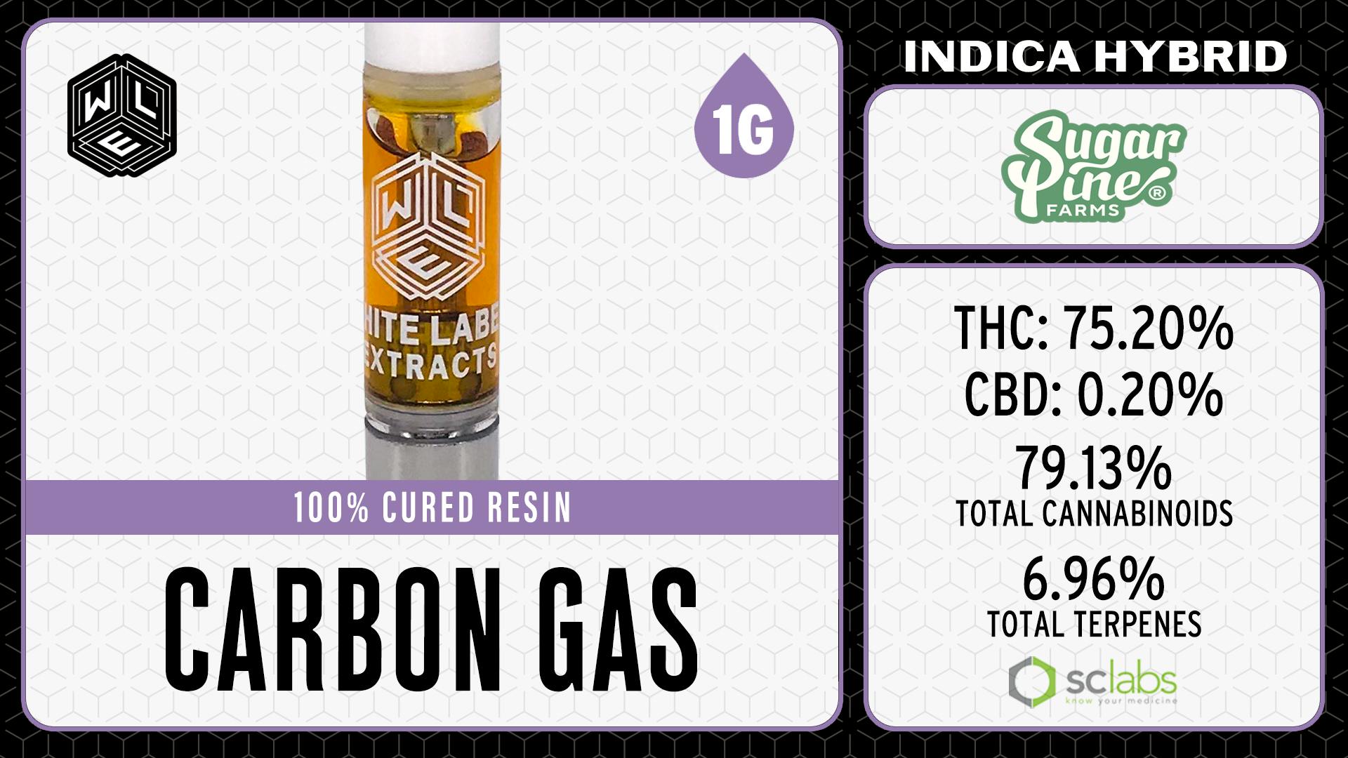 White Label Extracts - WLE | Carbon Gas | Cured Resin Cartridge (1g) Indica Hybrid - 1