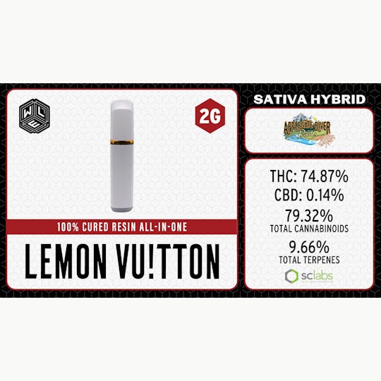 White Label Extracts - WLE | Lemon Vuitton | All-In-One Cured Resin Cartridge (2g) Sativa Hybrid - 1