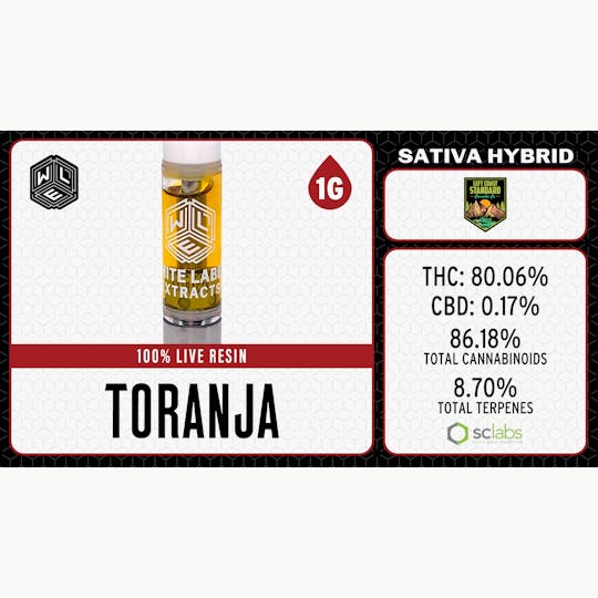 White Label Extracts - WLE | Toranja | Live Resin Cartridge (1g) Sativa Hybrid - 1