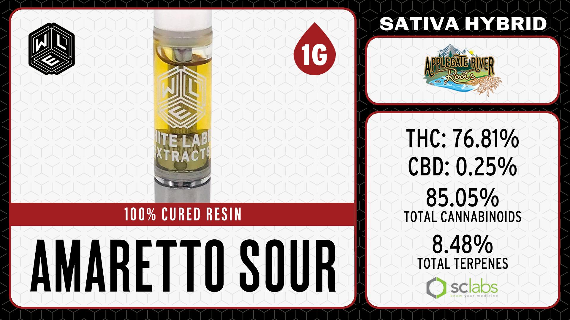 White Label Extracts - WLE | Amaretto Sour | Cured Resin Cartridge (1g) Sativa Hybrid - 1