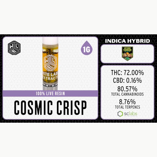 White Label Extracts - WLE | Cosmic Crisp | Live Resin Cartridge (1g) Indica Hybrid - 1