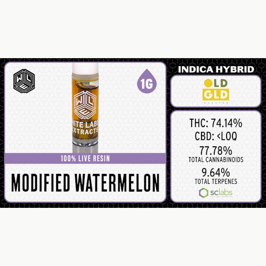 White Label Extracts - WLE | Modified Watermelon | Live Resin Cartridge (1g) Indica Hybrid - 1