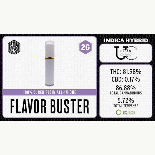 White Label Extracts - WLE | Flavor Buster | All-In-One Cured Resin Cartridge (2g) Indica Hybrid - 1