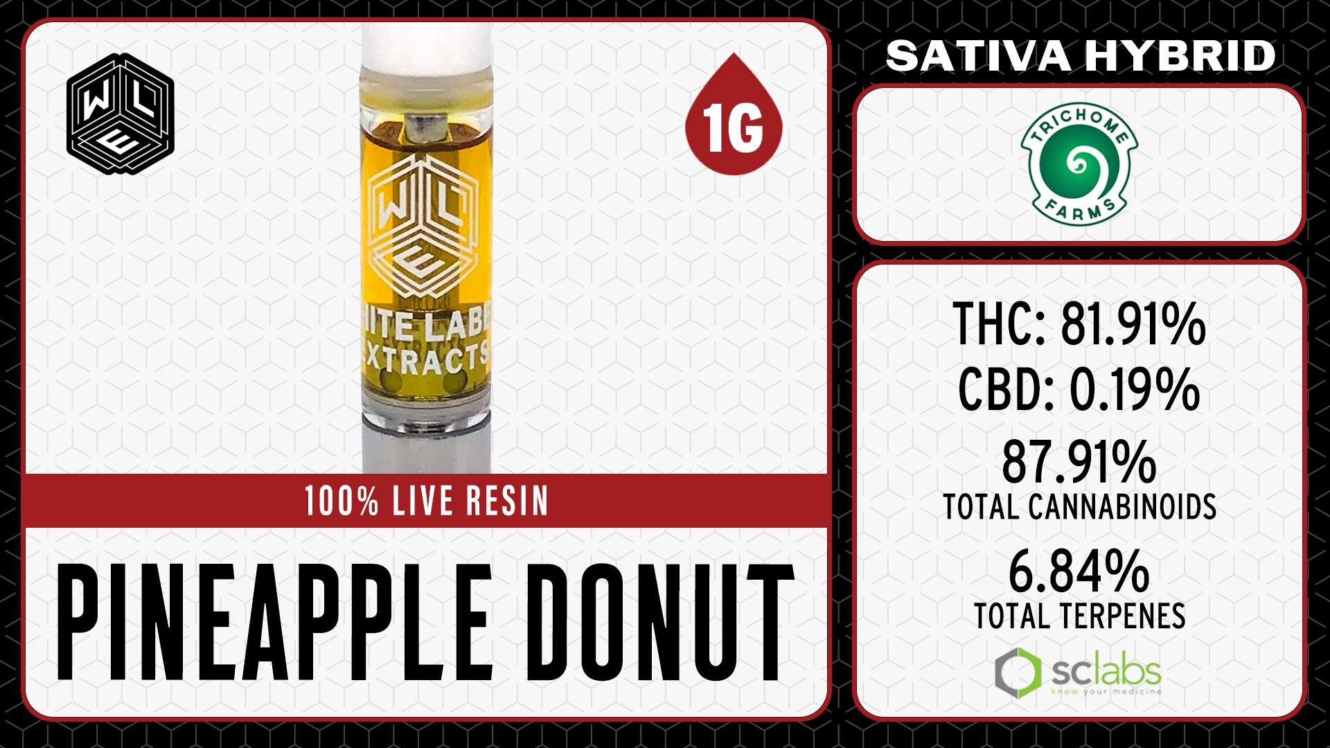 White Label Extracts - WLE | Pineapple Donut | Live Resin Cartridge (1g) Sativa Hybrid - 1
