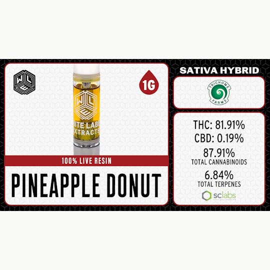 White Label Extracts - WLE | Pineapple Donut | Live Resin Cartridge (1g) Sativa Hybrid - 1