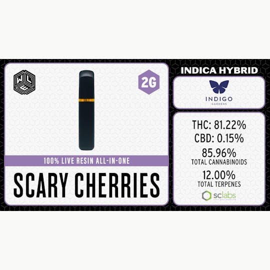 White Label Extracts - WLE | Scary Cherries | All-In-One Live Resin Cartridge (2g) Indica Hybrid - 1