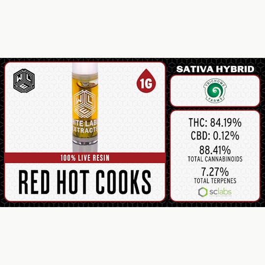 White Label Extracts - WLE | Red Hot Cooks | Live Resin Cartridge (1g) Sativa Hybrid - 1