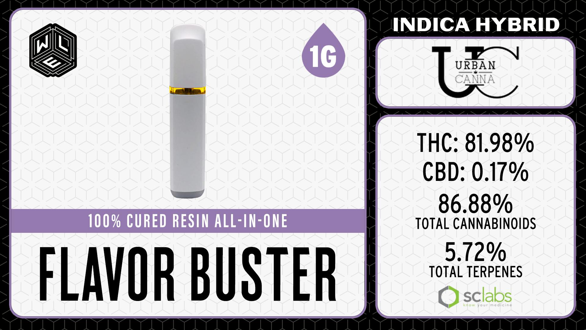White Label Extracts - WLE | Flavor Buster | All-In-One Cured Resin Cartridge (1g) Indica Hybrid - 1