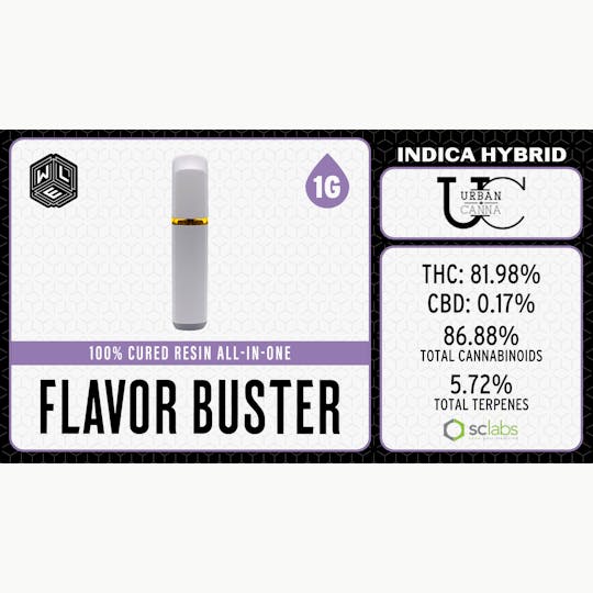 White Label Extracts - WLE | Flavor Buster | All-In-One Cured Resin Cartridge (1g) Indica Hybrid - 1