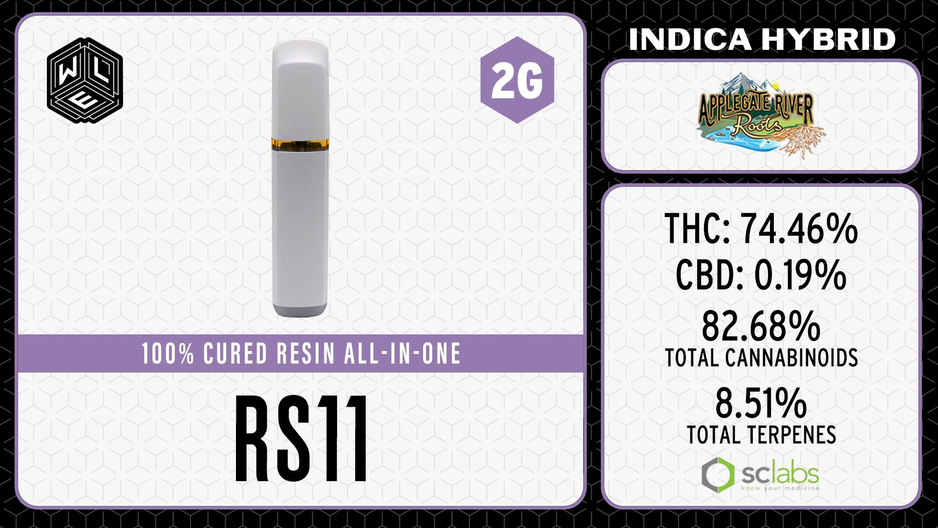 White Label Extracts - WLE | RS11 | All-In-One Cured Resin Cartridge (2g) Indica Hybrid - 1