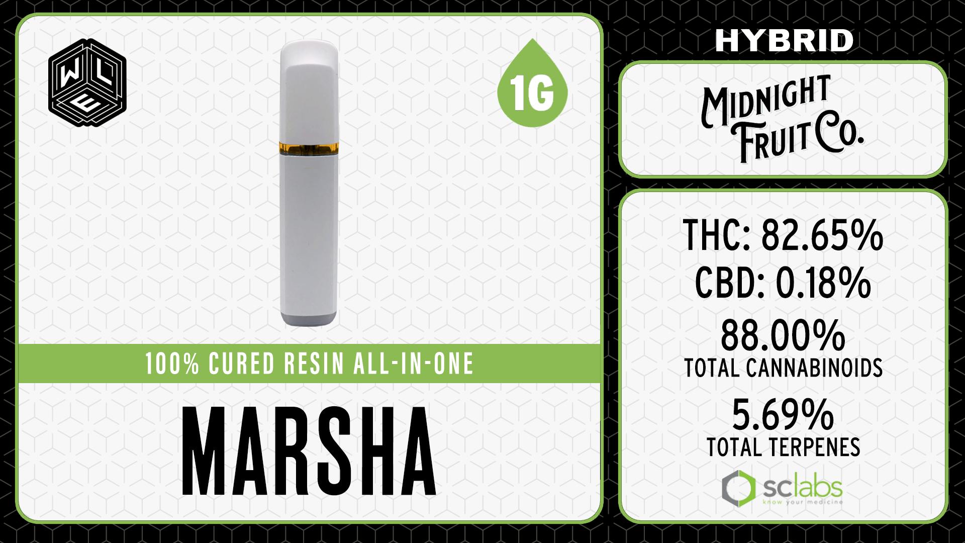 White Label Extracts - WLE | Marsha | All-In-One Cured Resin Cartridge (1g) Hybrid - 1