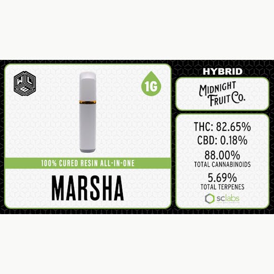 White Label Extracts - WLE | Marsha | All-In-One Cured Resin Cartridge (1g) Hybrid - 1