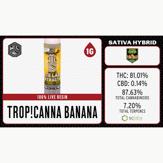 White Label Extracts - WLE | Tropicanna Banana | Live Resin Cartridge (1g) Sativa Hybrid - 1
