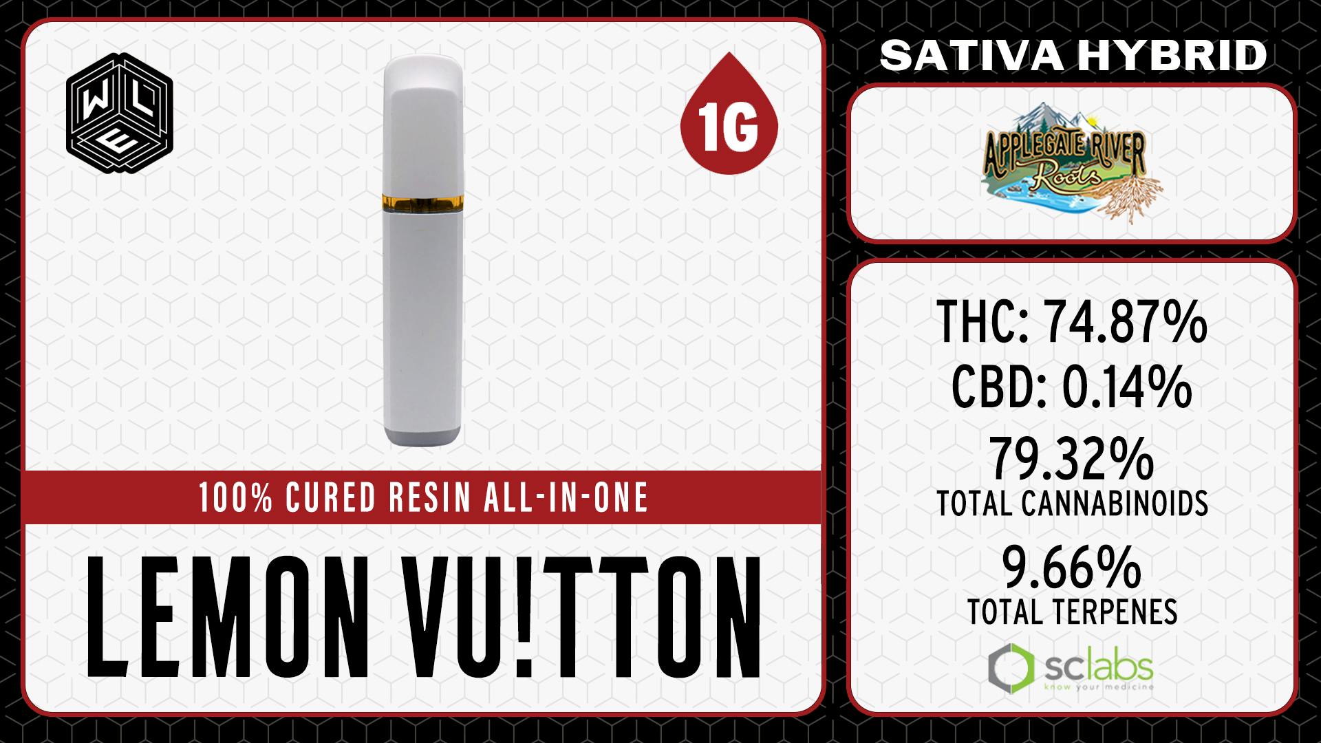White Label Extracts - WLE | Lemon Vuitton | All-In-One Cured Resin Cartridge (1g) Sativa Hybrid - 1