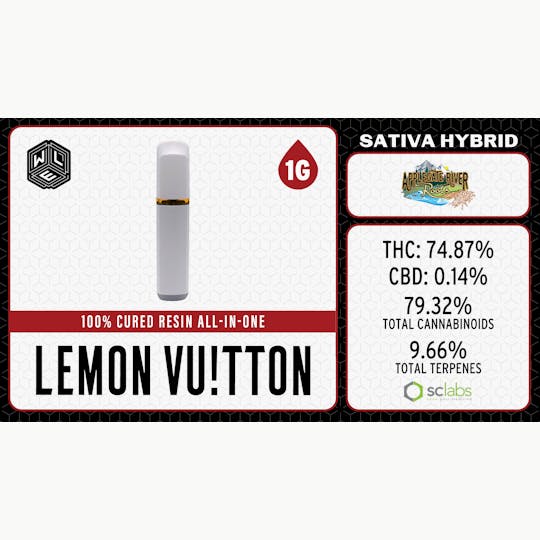 White Label Extracts - WLE | Lemon Vuitton | All-In-One Cured Resin Cartridge (1g) Sativa Hybrid - 1