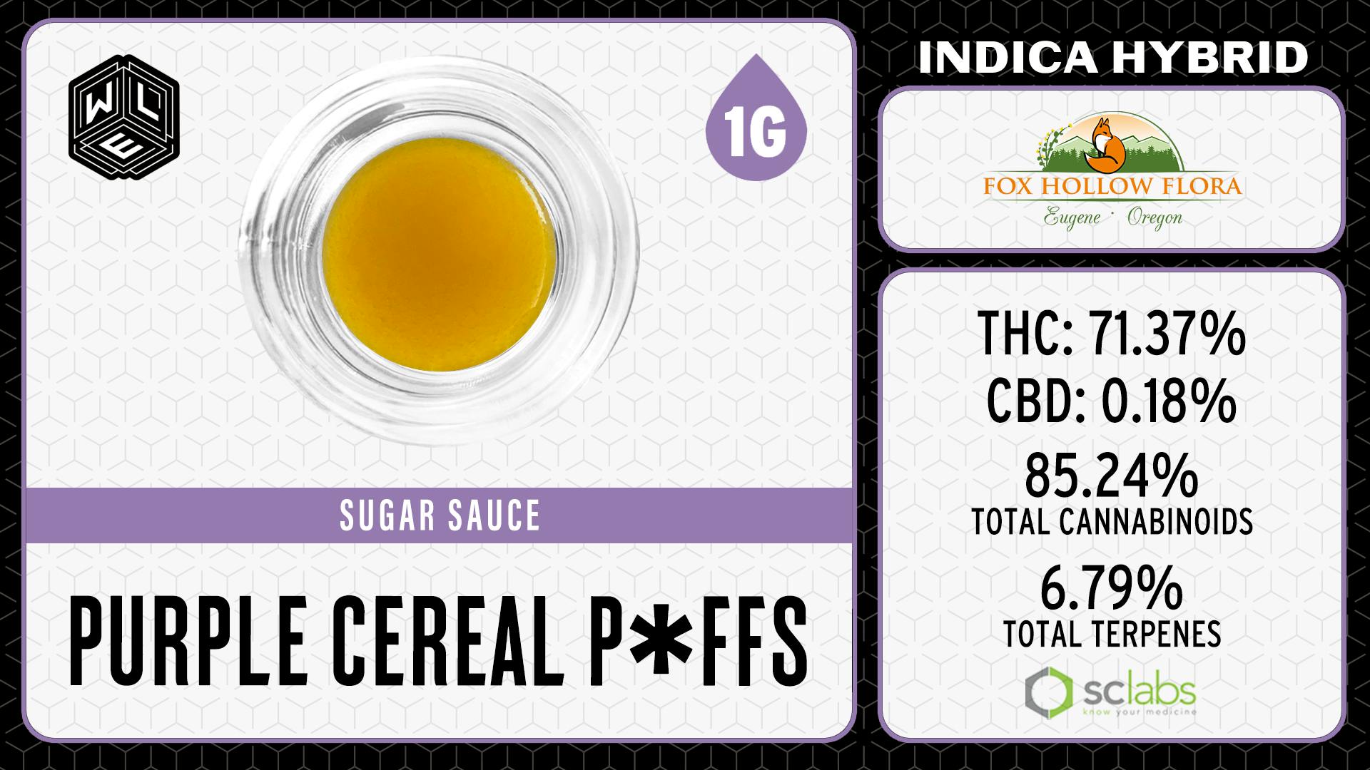 White Label Extracts - WLE | Purple Cereal Puffs | Cured Resin Sugar Sauce (1g) Indica Hybrid - 1