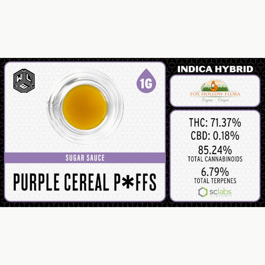 White Label Extracts - WLE | Purple Cereal Puffs | Cured Resin Sugar Sauce (1g) Indica Hybrid - 1