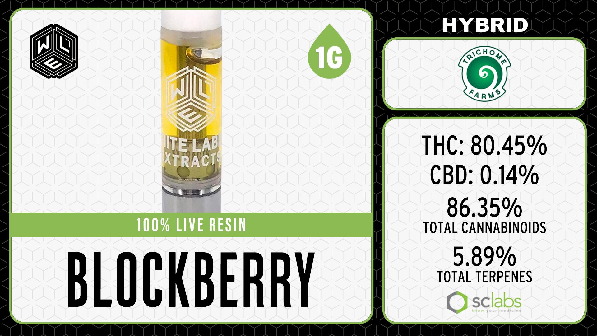 White Label Extracts - WLE | Blockberry | Live Resin Cartridge (1g) Hybrid - 1
