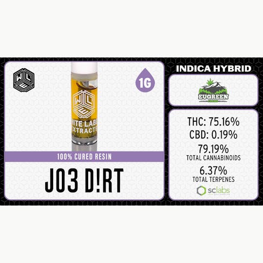 White Label Extracts - WLE | Joe Dirt | Cured Resin Cartridge (1g) Indica Hybrid - 1