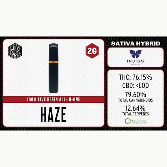 White Label Extracts - WLE | Haze | All-In-One Live Resin Cartridge (2g) Sativa Hybrid - 1