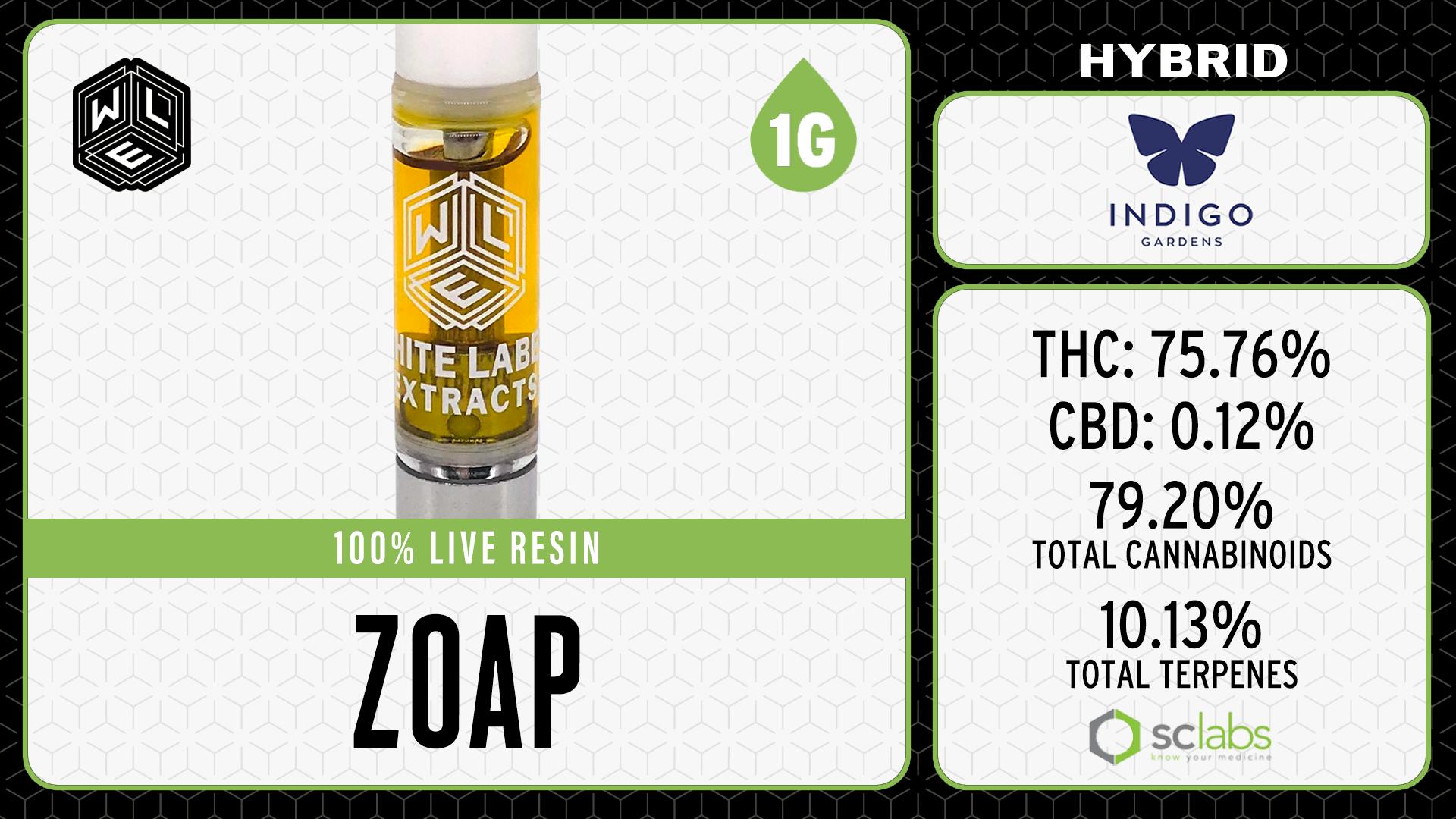 White Label Extracts - WLE | Zoap | Live Resin Cartridge (1g) Hybrid - 1