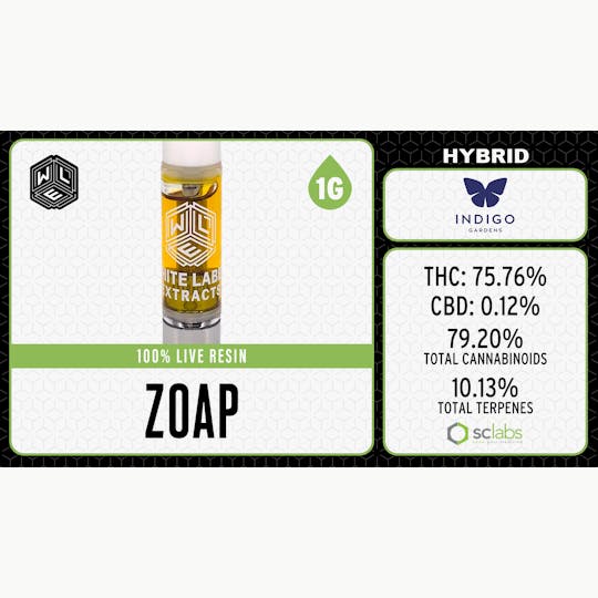 White Label Extracts - WLE | Zoap | Live Resin Cartridge (1g) Hybrid - 1