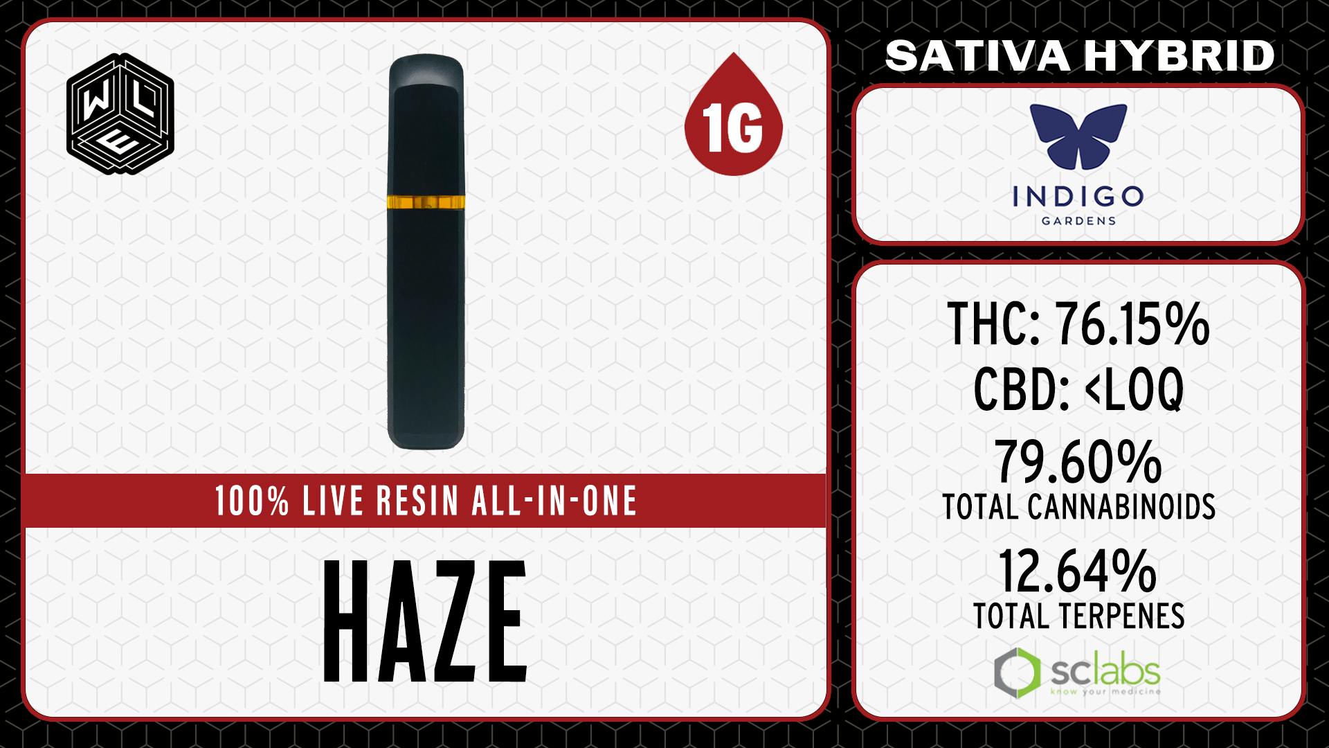White Label Extracts - WLE | Haze | All-In-One Live Resin Cartridge (1g) Sativa Hybrid - 1
