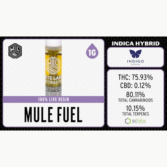 White Label Extracts - WLE | Mule Fuel | Live Resin Cartridge (1g) Indica Hybrid - 1