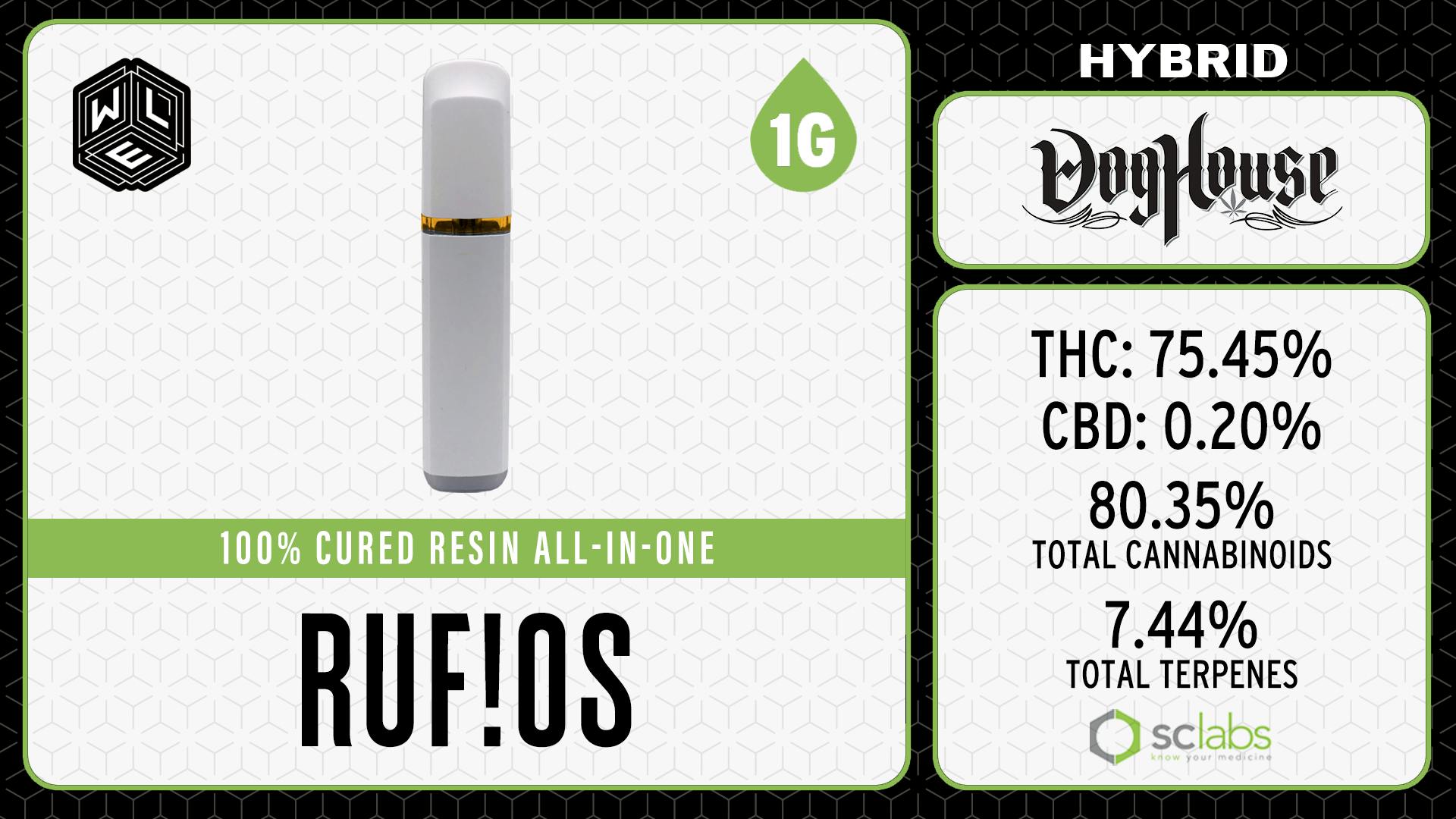 White Label Extracts - WLE | Rufios | All-In-One Cured Resin Cartridge (1g) Hybrid - 1