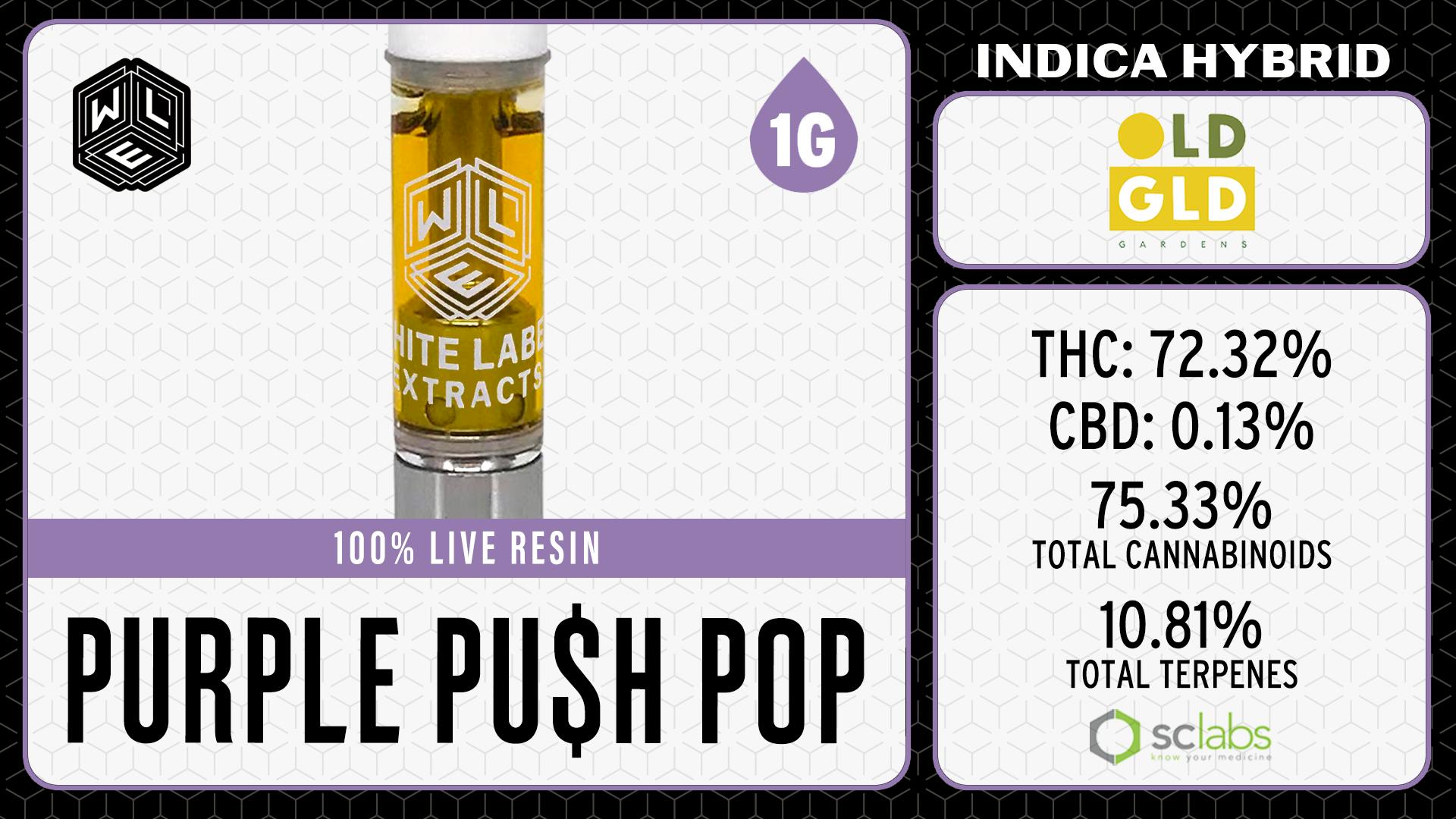 White Label Extracts - WLE | Purple Push Pop | Live Resin Cartridge (1g) Indica Hybrid - 1