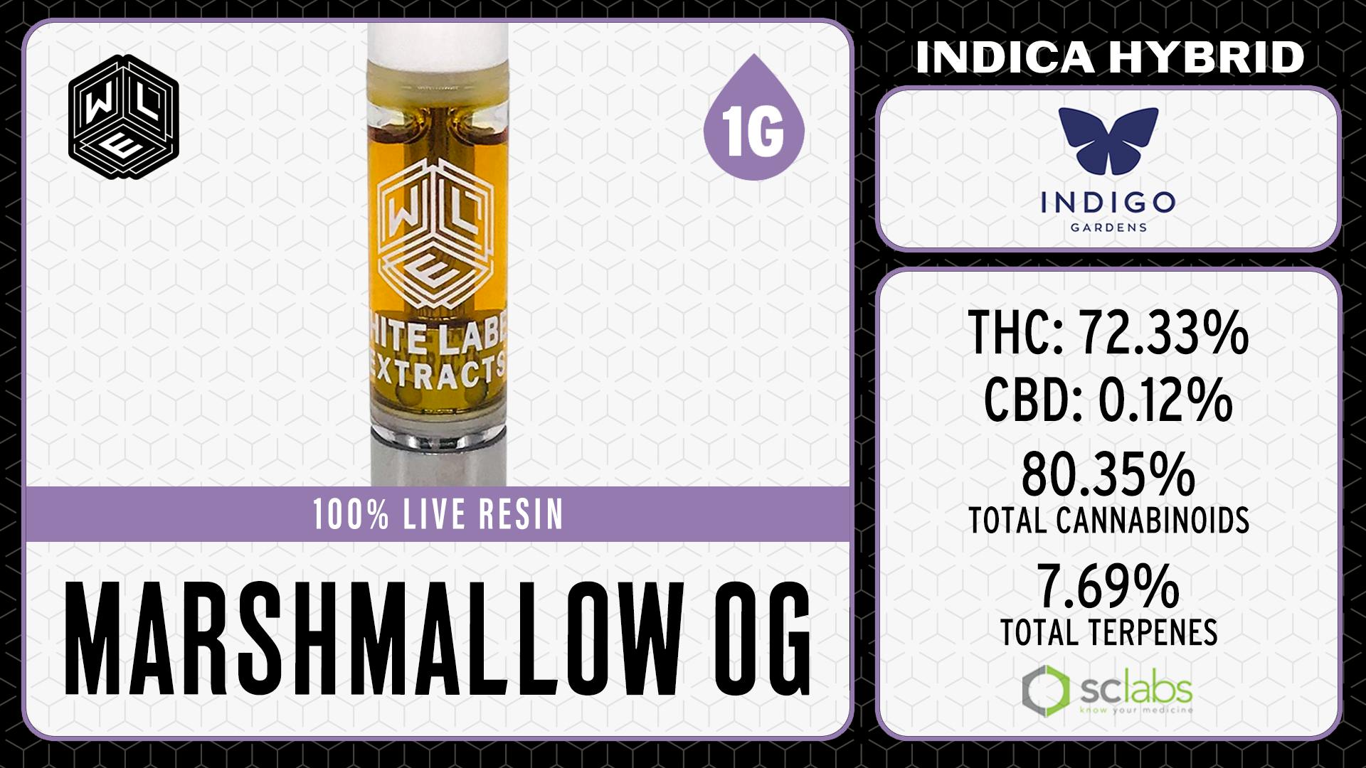 White Label Extracts - WLE | Marshmallow OG | Live Resin Cartridge (1g) Indica Hybrid - 1