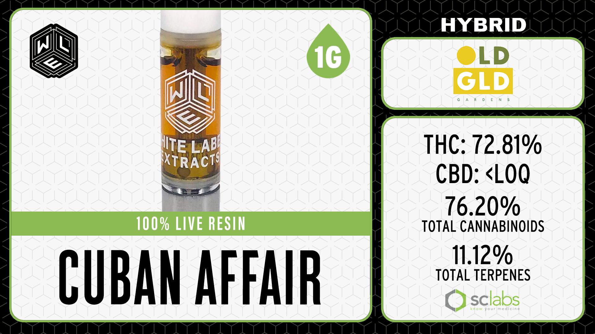 White Label Extracts - WLE | Cuban Affair | Live Resin Cartridge (1g) Hybrid - 1