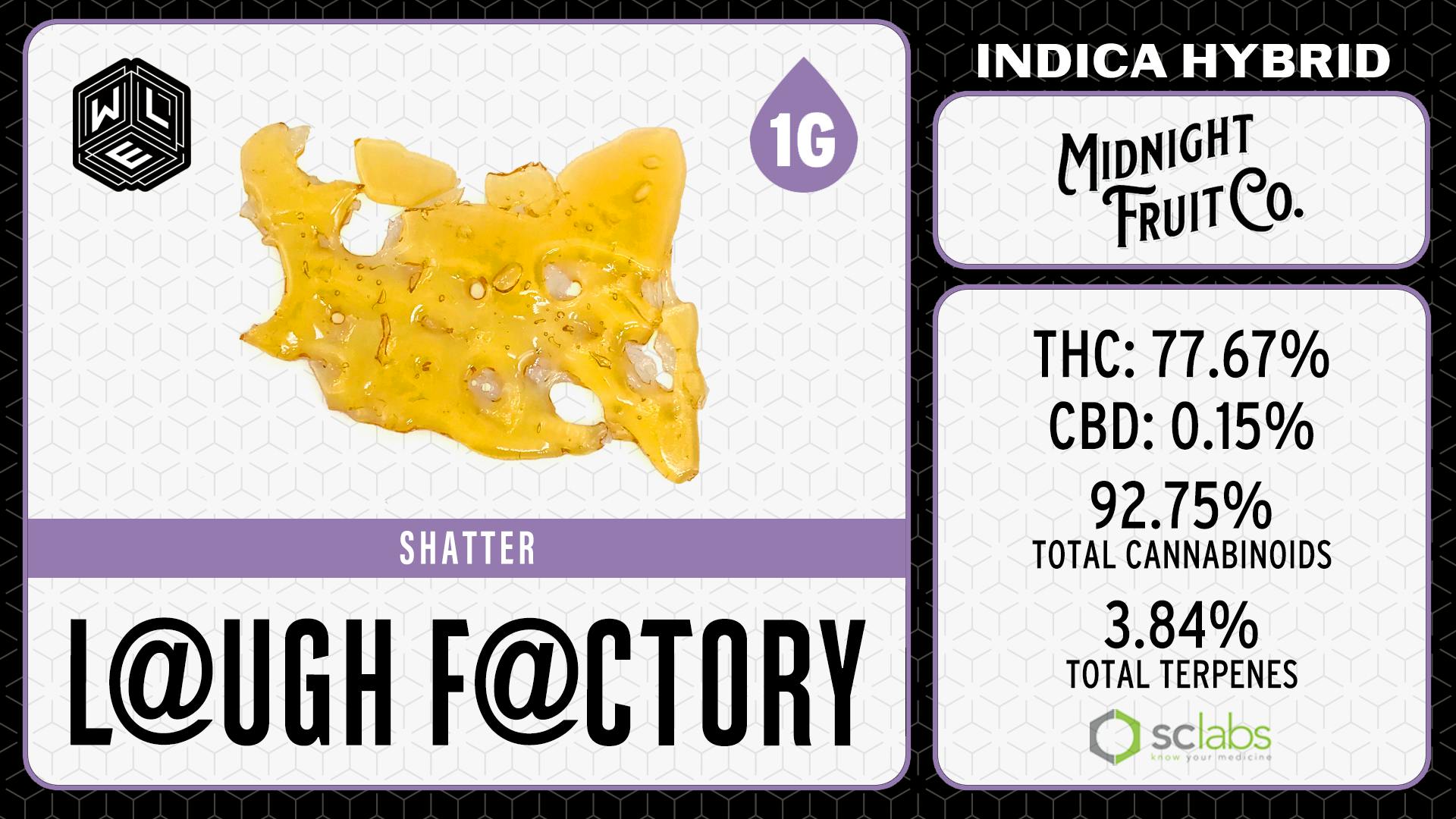 White Label Extracts - WLE | Laugh Factory | Shatter (1g) Indica Hybrid - 1