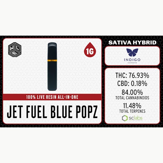 White Label Extracts - WLE | Jet Fuel Blue Pops | All-In-One Live Resin Cartridge (1g) - 1