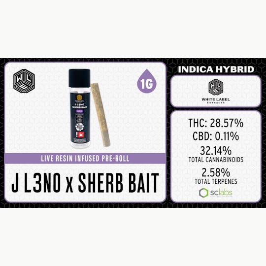 White Label Extracts - WLE | J Leno x Sherb Bait | Live Resin Infused Pre-Roll 1PK (1g) - 1