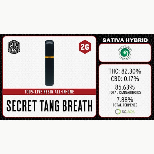 White Label Extracts - WLE | Secret Tang Breath | All-In-One Live Resin Cartridge (2g) - 1