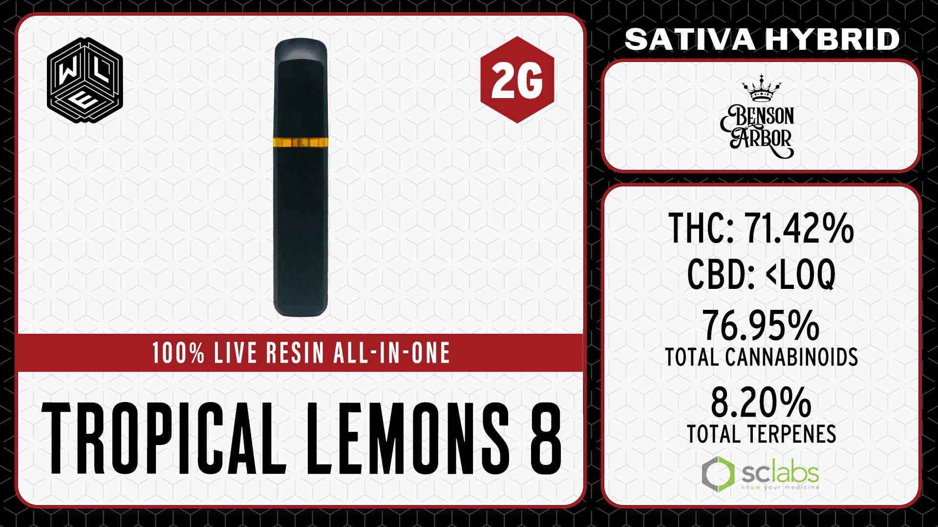 White Label Extracts - WLE | Tropical Lemons 8 | All-In-One Live Resin Cartridge (2g) - 1