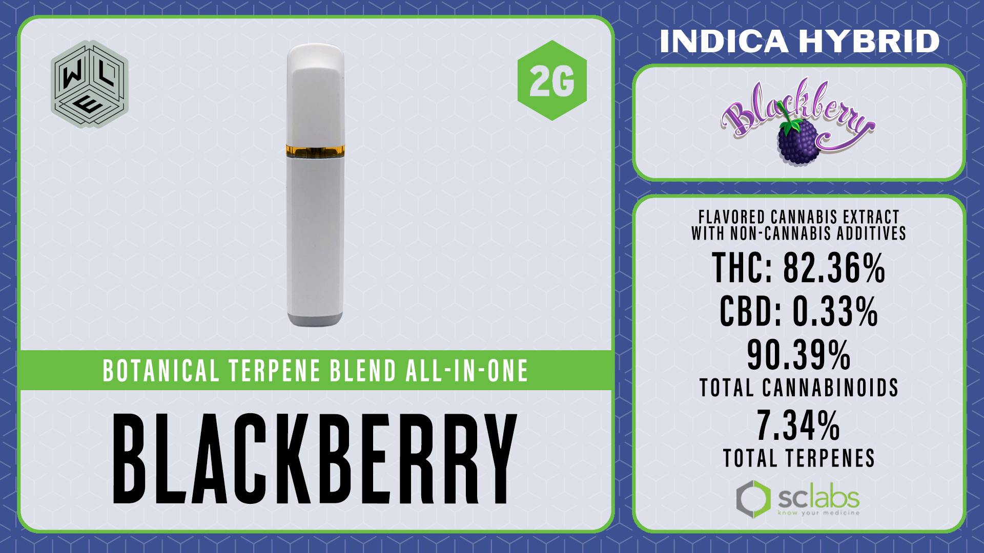 White Label Extracts - WLE | Blackberry Kush BTB | All-In-One Botanical Terp Blend Cartridge (2g) - 1