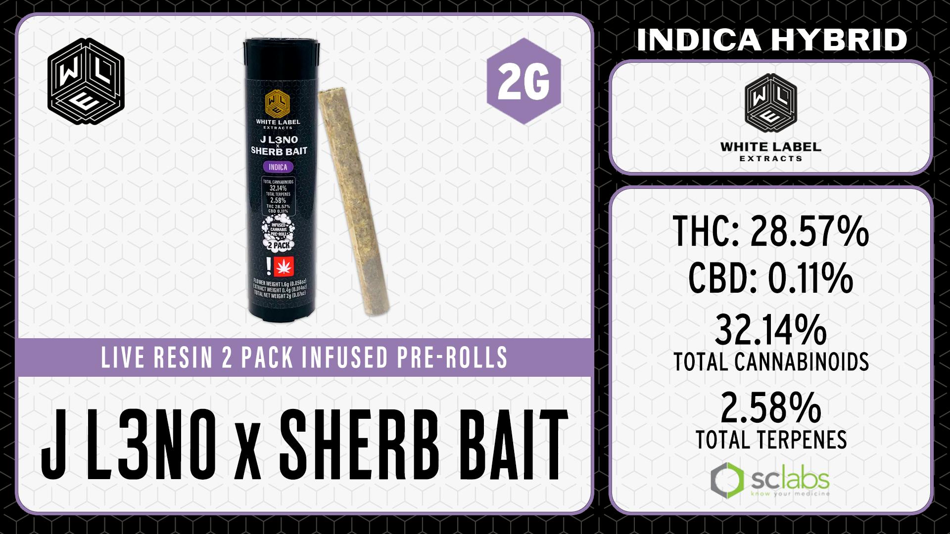 White Label Extracts - WLE | J Leno x Sherb Bait | Live Resin Infused Pre-Roll 2PK (1g) - 1