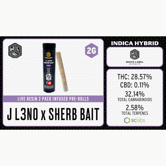 White Label Extracts - WLE | J Leno x Sherb Bait | Live Resin Infused Pre-Roll 2PK (1g) - 1