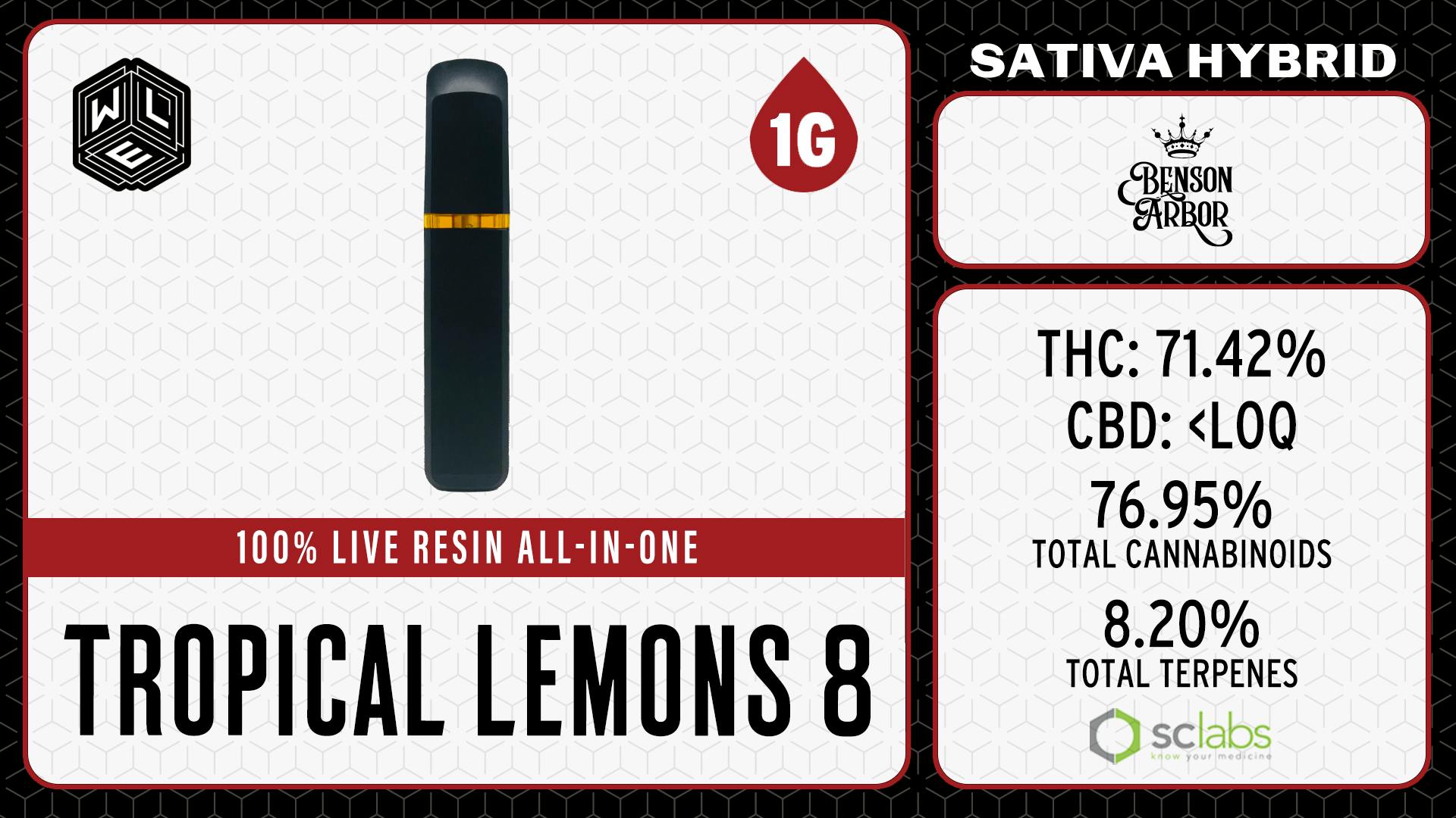 White Label Extracts - WLE | Tropical Lemons 8 | All-In-One Live Resin Cartridge (1g) - 1