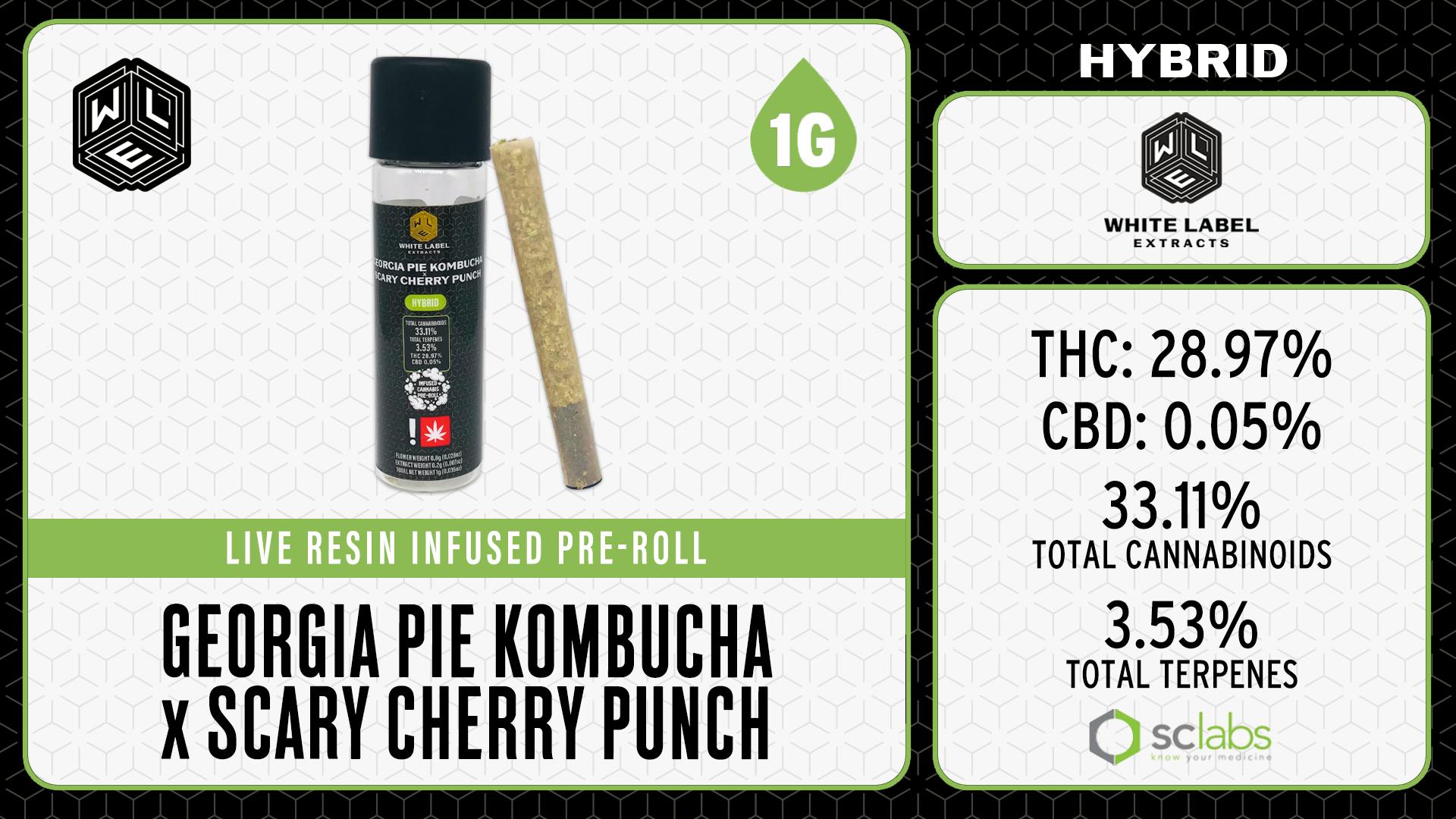 White Label Extracts - WLE | Georgia Pie Kombucha x Scary Cherry Punch | Live Resin Pre-Roll (1g) - 1
