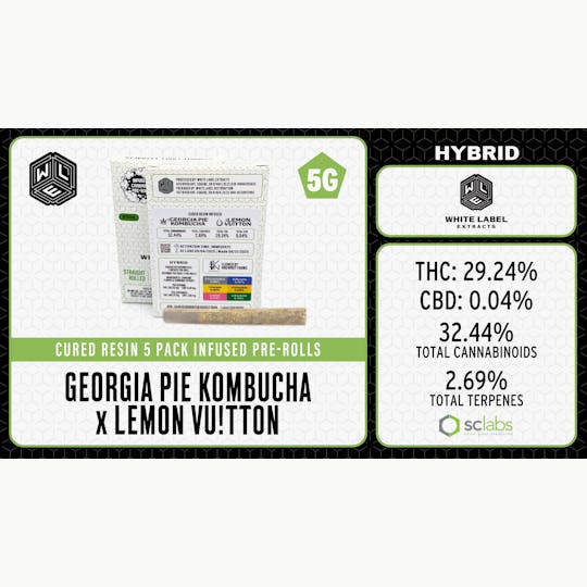 White Label Extracts - WLE | Georgia Pie Kombucha x Lemon Vuitton | Cured Resin Pre-Roll (1g) 5PK - 1
