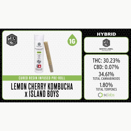 White Label Extracts - WLE | Lemon Cherry Kombucha x Island Boys | Cured Resin Pre-Roll (1g) - 1